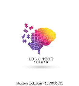 Human Brain Puzzle, Creative & Mind Logo. Symbol & Icon Vector Template.