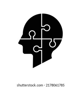 El cerebro humano con diseño de icono de rompecabezas aislado en fondo blanco