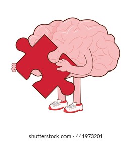 human brain with puzzle piece icon