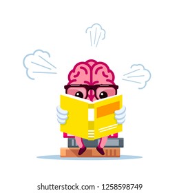 Human brain reading book. Brain training and education concept, Flat style illustration.