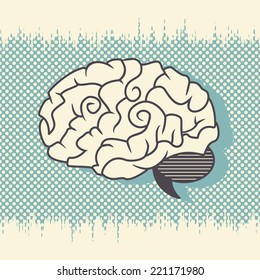 Human brain retro style, vector illustration