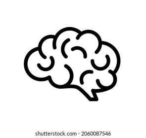 The human brain seen from the side. Black. Symbol of creativity