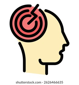 Human brain sense icon. Outline human brain sense vector icon color flat isolated