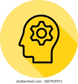 human, brain, setting icon long shadow