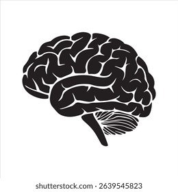 Human Brain Silhouette Icon – Flat Medical Anatomy Vector Design	