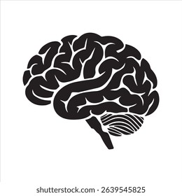 Human Brain Silhouette Icon – Flat Medical Anatomy Vector Design	