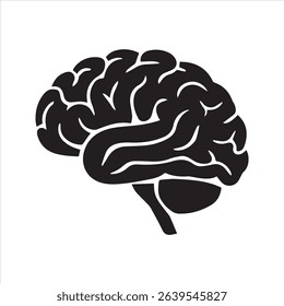 Human Brain Silhouette Icon – Flat Medical Anatomy Vector Design	