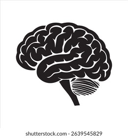 Human Brain Silhouette Icon – Flat Medical Anatomy Vector Design	