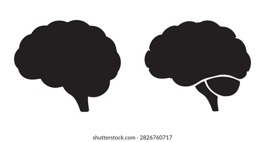 Human Brain Silhouette Icon Representing Thought Intelligence Memory and Mental Activity