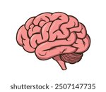 Human brain silhouette icon Simple view of head, human brain vector illustration in flat style. The human brain on a white background. 