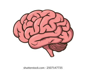 Human brain silhouette icon Simple view of head, human brain vector illustration in flat style. The human brain on a white background. 