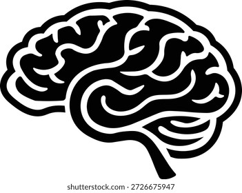 Icono de Vector de silueta cerebral humana para psicología, neurología y conceptos de salud mental