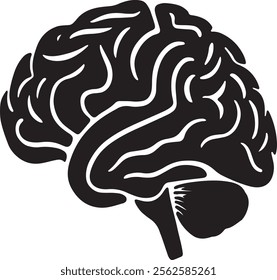 Human brain silhouette vector illustration with white background, brain icon