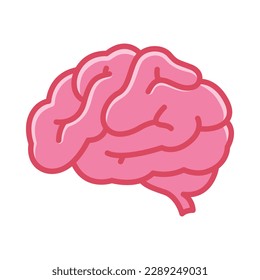 Human brain simple icon, cartoon style brain side drawing.