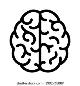 Human brain simple linear icon illustration isolated on white background