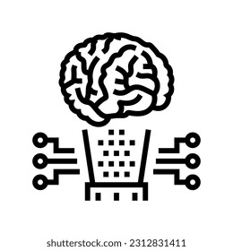 human brain simulation future technology line icon vector. human brain simulation future technology sign. isolated contour symbol black illustration