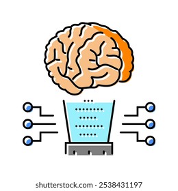menschliche Gehirnsimulation zukünftige Technologie Farbsymbol Vektor. Zukunftstechnologie-Zeichen für die Simulation des menschlichen Gehirns. einzelne Symbolgrafik