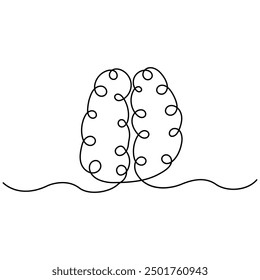 
Human brain single line art, continuous one line drawing of  Isolated outline vector art 

