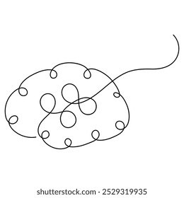 Arte de una sola línea del cerebro humano, dibujo continuo de una línea del icono aislado del Vector del contorno 