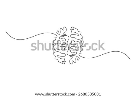 Human Brain Single Line Drawing Modern Minimal Outline Vector