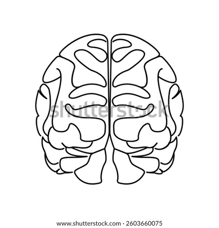 Human brain single-line art creatively illustrates the complexity of the mind using a single, continuous stroke, symbolizing intelligence and creativity in a minimalist form.