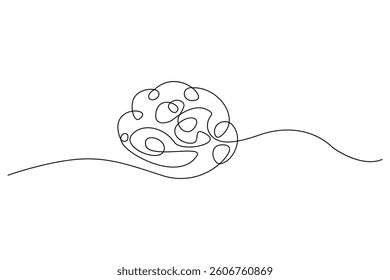 Human brain single-line art on a white artboard beautifully represents intelligence and creativity, using a continuous stroke to capture the complexity of the mind in a minimalist way.