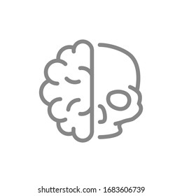 Human brain with skull line icon. Healthy internal organ, central nervous system symbol