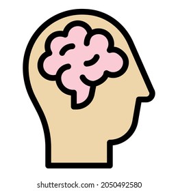 Icono de resolución de cerebro humano. Esbozo del cerebro humano resolución del vector icono color plano aislado