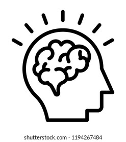 Human brain with sparkling symbol is icon for creative mind