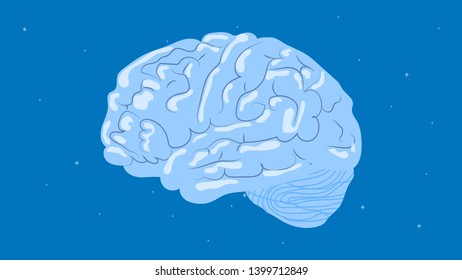Human brain in the starry sky background vector illustration