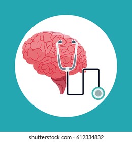 human brain stethoscope medical symbol
