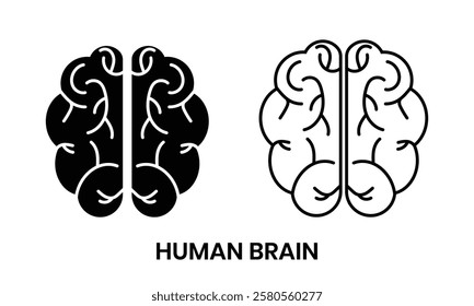 Human brain symbol design for app, logo, web. Human brain icon, vector set. Brain organ design, thinking, mind refresh, brain health, nervous system. Vector illustration.