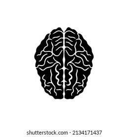 Human Brain Symbol Logo on White Background. Decal Tribal Tattoo Design. Stencil Flat Vector Illustration