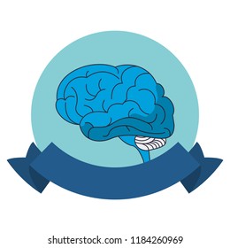 Human brain symbol round emblem