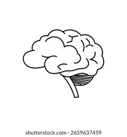 Human brain symbol in a schematic drawing. Represents intelligence and cognitive technologies.
