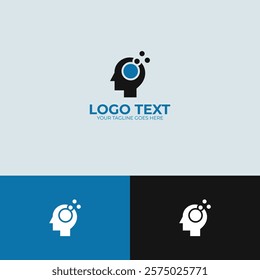 human brain tech logo design template