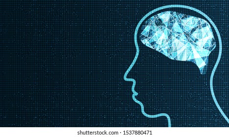 HUMAN Brain Technology on Circuit Microchip Background,science and intelligence Concept design,Free Space For text in put,Vector illustration.
