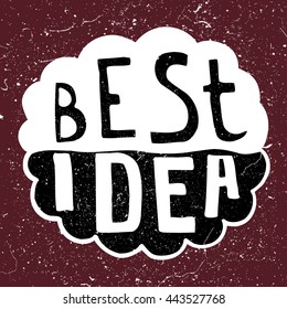 Human brain with text - Best Idea. Conceptual vector illustration for creative brainstorm metaphor.