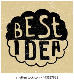 Human brain with text - Best Idea. Conceptual vector illustration for creative brainstorm metaphor. On beige background