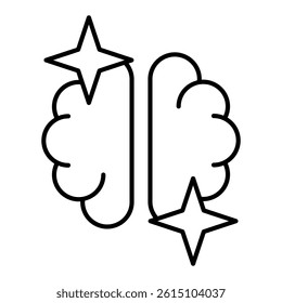 Human brain thin line icon, Knowledge mind concept. Vector graphics. Human organ sign on white background, linear style mobile or design