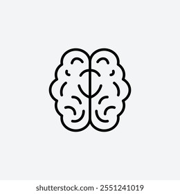 Human brain thin liner icon isolated.