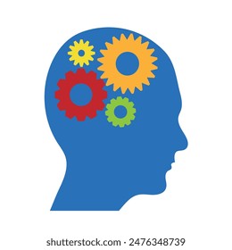 Human Brain Thinking Gear Concept Icon. Creativity and intelligence topic vector