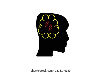 Human brain Thinking line icon. Human head with open brain. Brain work concept. Vector illustration can be used for topics like human mind, intelligence, mental work