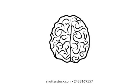 vista superior del cerebro humano, silueta aislada negra