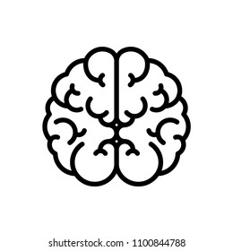 Human Brain, top view, line vector.