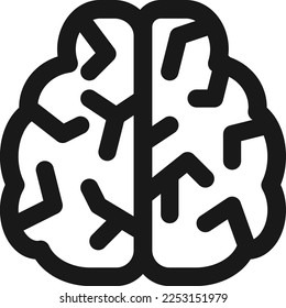 Icono del vector cerebral humano. Ilustración en blanco y negro. Estilo plano.