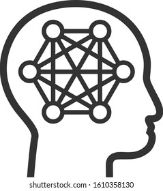 Human brain vector icon. Flat Human brain pictogram is isolated on a white background.