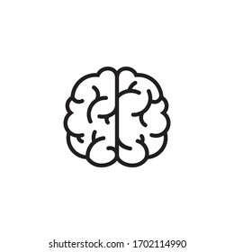 Human Brain Vector Icon Illustration, Brain Symbol In Line Style Isolated On White Background, 