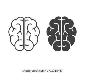 Ilustración del icono del vector del cerebro humano, símbolo del cerebro en línea aislado en fondo blanco, 