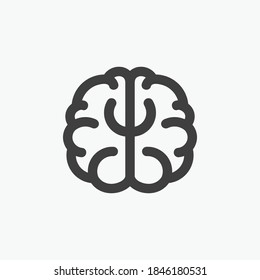 Human brain vector icon illustration, brain symbol in line style isolated on white background, Symbol of innovation, idea, mind, thinking, solution, education 